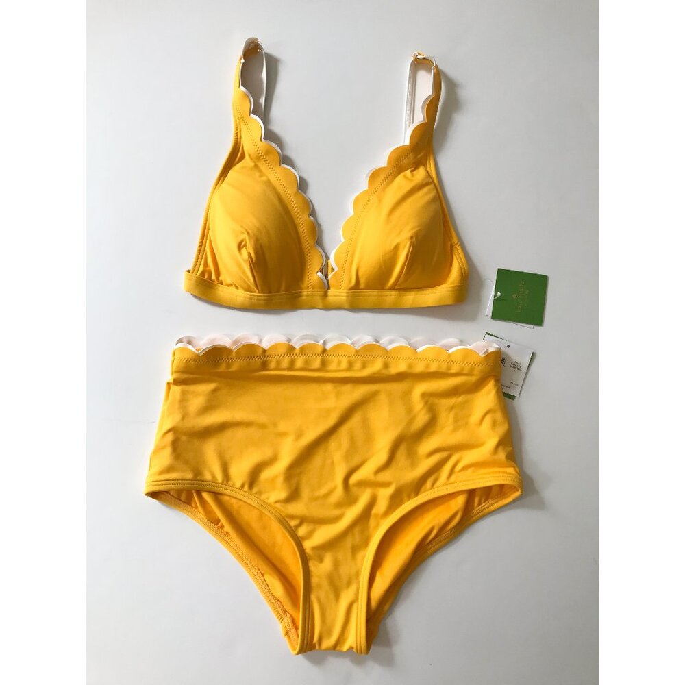 kate spade Yellow Scalloped Trim Bikini Set